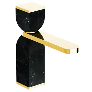 Смеситель для раковины CISAL однозахватный, без д/к, черный мрамор/золото RM0005048B