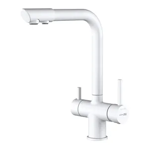 Смеситель для кухни WasserKRAFT однозахватный, с каналом для питьевой воды, цвет: белый