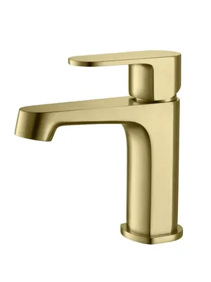 Смеситель для раковины Aquatek AQ1210BG однозахватный, излив 99мм, б/дон. клап., золото шлиф