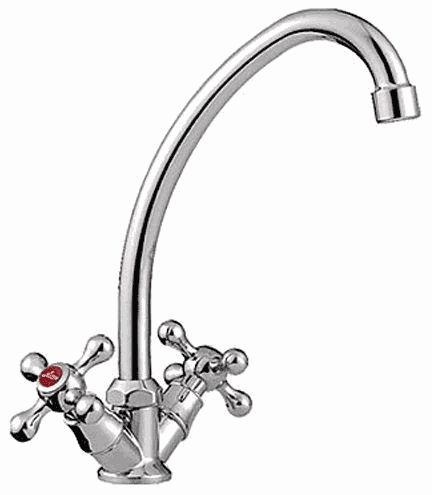 Смеситель Ledeme Н08 для кухни, двухзахватный, поворотный, хром L4008