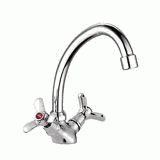 Смеситель Ledeme Н12 для кухни, поворотный излив, двухзахватный, хром L4112