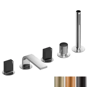 Смеситель Fantini на борт ванны пятисекционный, вылет 16см, покрытие PVD N565S