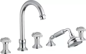 Смеситель CEZARES -BVD-01-Sw на борт ванны, 5 отверстий, выдвижной душ, хром/ручки Swarovski