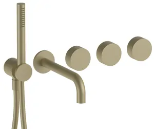 Смеситель для ванны Fantini встраиваемый, душ.гарнитур, внеш.часть Matt British Gold 27P6A819B