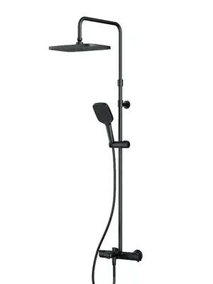 Душевая система AM.PM F078F522 с термостатом, ручной/верхний душ, излив, черный матовый