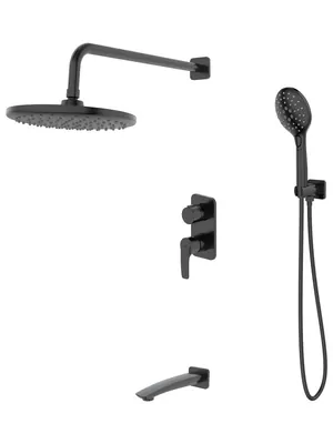 Душевая система IDDIS BL03i68 с верхним и ручным душем, с изливом, черный матовый