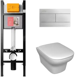 Инсталляция Jacob Delafon E33131RU кнопка хром + унитаз , сиденье тонкое микролифт E21770RU-00