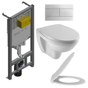 Инсталляция Jacob Delafon E29025 кнопка хром +унитаз rimless,сиденье тонкое микр. E21740RU-00