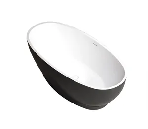 Ванна акриловая Abber (1650х800) отдельностоящая, слив-перелив, черный матовый/белый AB9207MB