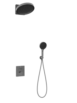 Душевая система Vincea термостатическая,верхний и ручной душ,вороненая сталь VSFW-3I21MT3GM