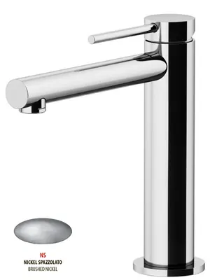 Смеситель GATTONI 9044/90NS для раковины, с донным клапаном, никель браш