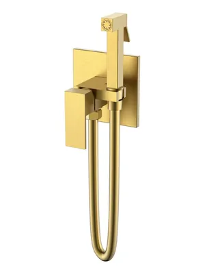 Смеситель Boheme 477-MG с гигиеническим душем, встраиваемый, однозахв,с держателем, золото мат