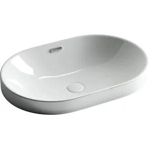 Раковина встраиваемая сверху Ceramicanova 600х400х195 овальная, перелив, белый CN5020