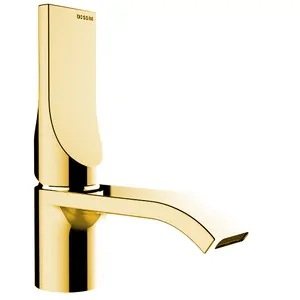 Смеситель для раковины Bossini E89600021 однозахватный, низкий излив, донный клап., золото