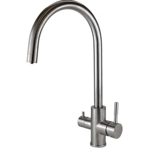 Смеситель для кухни ESKO однозахватный, с каналом для подкл. питьевой воды, цвет: матовый никель