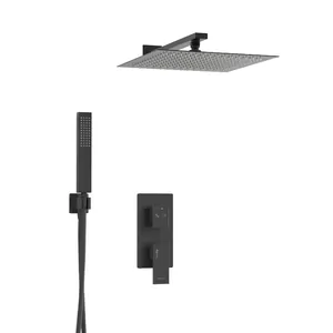 Душевая система WasserKRAFT A16162, встраиваемый смеситель, верхний/ручной душ, черный Soft-touch