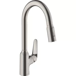 Смеситель Hansgrohe для кухни 220 мм вытяжной поворотный излив сталь 71820800