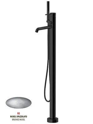 Смеситель GATTONI 9108/91NS для ванны/душа, напольный, с душевым гарнитуром, никель браш