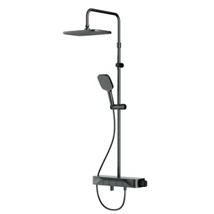 Душевая система AM.PM F078F722 со смесителем-полкой,душевой штангой,верхним и ручным душем,чер