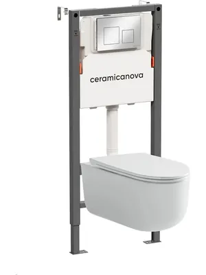 Комплект Подвесной унитаз Ulma Rimless+Система инсталляции кнопка Square, хром глянцевый CN4006_121002CH