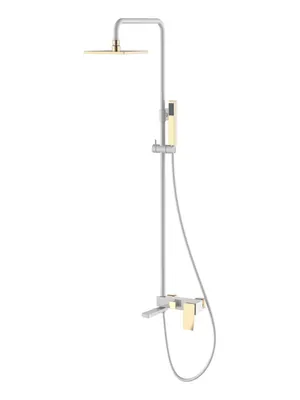 Душевой комплект Boheme 148-WG.2 настенный, однозахватный, верхний/ручной душ, белый+золото