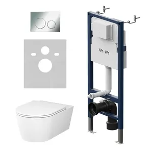 Комплект инсталляции AM.PM клавиша L хром+унитаз Func FlashClean с сиденьем IS90151.8F1701