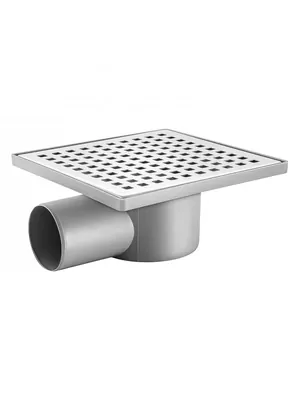 Трап душевой BERGES 150х150, хром глянец, боковой выпуск слив D50, 091002