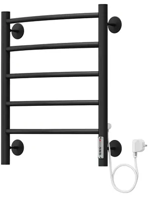 Полотенцесушитель TERMINUS П5 (ШВ:482x550) электрический, водяной ТЭН, Ral 9005 чёрный матовый