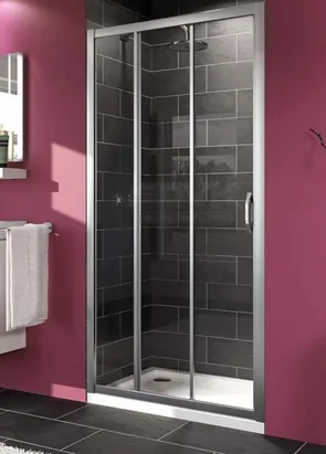 Душевая дверь HUPPE 100х190 раздвижная, проф.серебро, стекло прозрачное AntiPlaque 140305.069.322