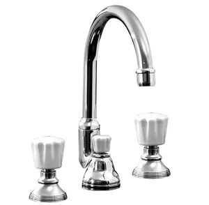 Смеситель для раковины высокий Devon&Devon DDMR301ACR на 3 отверстия, д/к. цвет хром/белый