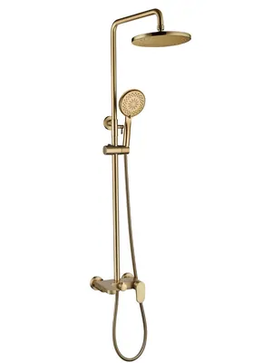 Душевая система Boheme 458-BR настенная, однозахватная, верхний/ручной душ, бронза