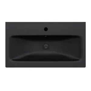 Раковина AM.PM мебельная, керамическая, 75 см, встроенная, черный мат. M90WCC0752BM