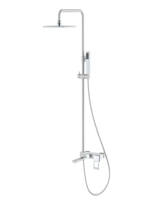 Душевой комплект Boheme 148-WCR настенный, однозахватный, верхний/ручной душ, белый+хром