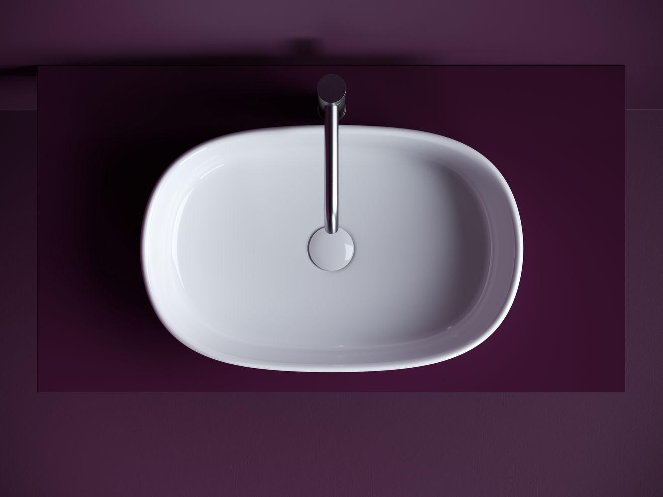 Раковина накладная овальная 561x359x149, без перелива, цвет белый