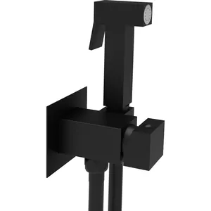 Смеситель встраиваемый Paffoni Square Mix ZDUP112NO с гигиеническим душем, черный матовый