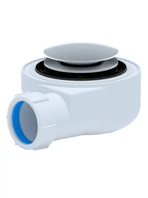 Сифон АНИ Пласт 1.1/2"х50 мм для душевого поддона, h-53мм, Click Clack, цвет: хром E450CLG