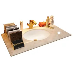 Столешница Diamante Crema nova 100см натур.мрамор, 3 отв. под смеситель LAMCRNMARBLE100