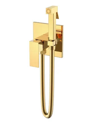 Смеситель Boheme 477-G с гигиеническим душем, встраиваемый, однозахв, с держателем, золото