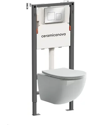 Комплект Подвесной унитаз Forma Rimless+Система инсталляции , кнопка Square, хром глянцевый CN3009_121002CH