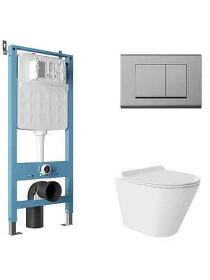 Инсталляция Aqueduto TECNICA NOVO + унитаз с сиденьем + клавиша смыва QUADRADO AQDS115T