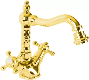 Смеситель CEZARES BS2-03/24 для биде, двухзахватный, с донным клапаном, золото 24 карат