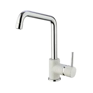 Смеситель для кухни Paini 246 мм,однозахватный,поворотный излив,белый с вкрапл. 7890572CR599H1KM