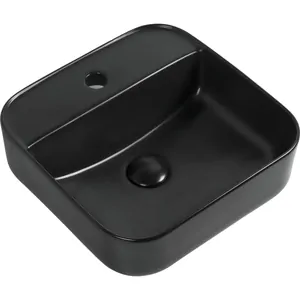 Раковина накладная Акванет -2-MB 390х390х140 без перелива, отв. под смеситель, черный мат 273669