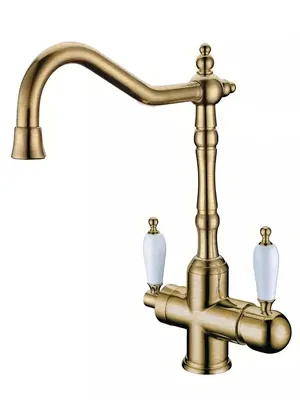 Смеситель Boheme Ripresa 111 для кухни, однозахватный, c краном для п/воды, бронза