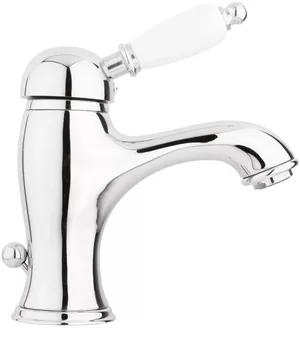 Смеситель CEZARES LSM1-01-Bi для умывальника, однорычажный, донный клапан, хром/ручка белая