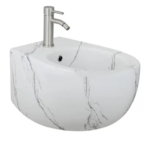 Биде подвесное AeT Italia 365x310x530 отв.под смеситель,белый мат,эффект мрам S556T1R1V1481