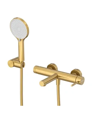 Смеситель -VD-BORO 194 мм,для ванны/душа,фиксир.излив,душ.гарнитур,брашир.золото