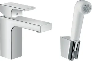 Смеситель для раковины Hansgrohe 71216000 однозахватный, с гиг. душем, хром /белый