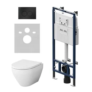 Комплект инсталляции AM.PM клавиша L черный мат.+унитаз Spirit V2.0, сиденье IS100138.7017