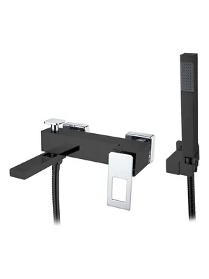 Смеситель Boheme 143-BCR для ванны/душа, настенный, однозахв, с ручным душем, черный+хром